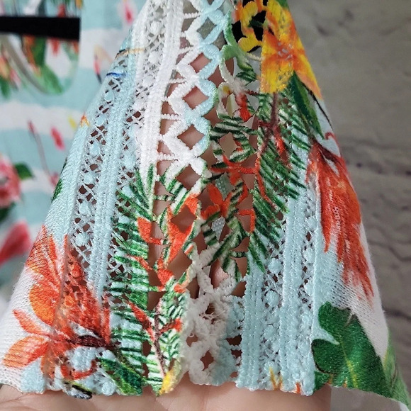 Flamingo Tropical Summer Shirt Casual Express L Sequin Embellished Never worn - Picture 5 of 7